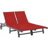 vidaXL Chaise longue de jardin 2 places avec coussin Gris Acacia