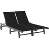 vidaXL Chaise longue de jardin 2 places avec coussin Gris Acacia