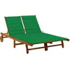 vidaXL Chaise longue de jardin 2 places avec coussins Acacia solide