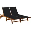 vidaXL Chaise longue de jardin 2 places avec coussins Acacia solide