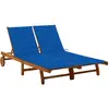 vidaXL Chaise longue de jardin 2 places avec coussins Acacia solide