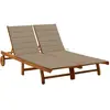 vidaXL Chaise longue de jardin 2 places avec coussins Acacia solide