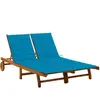 vidaXL Chaise longue de jardin 2 places avec coussins Acacia solide