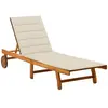 vidaXL Chaise longue de jardin avec coussin Bois d'acacia solide