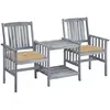 vidaXL Chaises de jardin avec table à thé et coussins Acacia solide