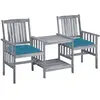 vidaXL Chaises de jardin avec table à thé et coussins Acacia solide
