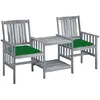 vidaXL Chaises de jardin avec table à thé et coussins Acacia solide