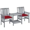 vidaXL Chaises de jardin avec table à thé et coussins Acacia solide