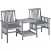 vidaXL Chaises de jardin avec table à thé et coussins Acacia solide