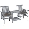 vidaXL Chaises de jardin avec table à thé et coussins Acacia solide