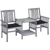 vidaXL Chaises de jardin avec table à thé et coussins Acacia solide