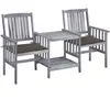 vidaXL Chaises de jardin avec table à thé et coussins Acacia solide