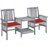 vidaXL Chaises de jardin avec table à thé et coussins Acacia solide