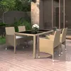 vidaXL Ensemble à manger de jardin 5 pcs Rotin verre trempé Beige
