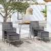 vidaXL Ensemble de bistro 5 pcs Résine tressée et verre trempé Gris