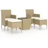 vidaXL Ensemble de bistro 5 pcs Résine tressée et verre trempé Beige