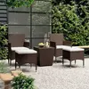 vidaXL Ensemble de bistro 5 pcs Résine tressée et verre trempé Marron