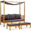vidaXL Banc de jardin avec auvent et repose-pieds Bois d'acacia solide