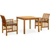 vidaXL Mobilier à dîner de jardin 3 pcs et coussins Acacia solide