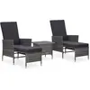 vidaXL Salon de jardin 3 pcs avec coussins Résine tressée Gris