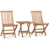 vidaXL Mobilier à dîner d'extérieur pliable 3 pcs Bois solide de teck