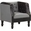 vidaXL Fauteuil Noir Cuir véritable et bois de manguier massif