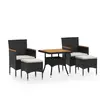 vidaXL Ensemble à dîner de jardin 5 pcs Résine tressée et acacia Noir