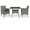 vidaXL Ensemble à dîner de jardin 3 pcs Gris Résine tressée et acacia