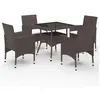 vidaXL Ensemble à manger de jardin 5pcs Marron Résine tressée et verre