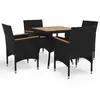vidaXL Ensemble à dîner de jardin 5 pcs Noir Résine tressée et acacia