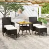 vidaXL Ensemble à dîner de jardin 5 pcs Résine tressée et acacia Noir