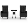 vidaXL Vidaxl Ensemble De Bistro De Jardin 3 Pcs Résine Tressée Noir