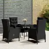 vidaXL Mobilier de bistro de jardin 5 pcs Résine tressée Noir