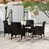 vidaXL Mobilier de salle à manger de jardin 5 pcs Résine tressée Noir