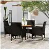 vidaXL Mobilier de salle à manger de jardin 5 pcs Résine tressée Noir