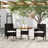 vidaXL Mobilier à dîner de jardin 3 pcs Résine tressée Noir