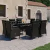 vidaXL Ensemble à dîner de jardin 9 pcs Résine tressée et verre Noir