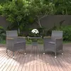 vidaXL Mobilier à dîner de jardin 3 pcs Résine tressée Gris