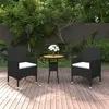 vidaXL Mobilier à dîner de jardin 3 pcs Résine tressée Noir