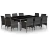 vidaXL Mobilier à dîner de jardin 11 pcs Résine tressée Gris