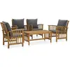 vidaXL Salon de jardin 5 pcs avec coussins Bois d'acacia solide