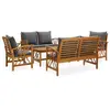 vidaXL Salon de jardin 5 pcs avec coussins Bois d'acacia solide