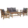vidaXL Salon de jardin 4 pcs avec coussins Bois d'acacia solide