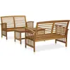 vidaXL Salon de jardin 3 pcs Bois d'acacia solide