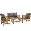 vidaXL Salon de jardin 4 pcs avec coussins Bois d'acacia solide