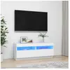vidaXL Meuble TV avec lumières LED Blanc 100x35x40 cm