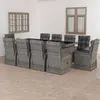 vidaXL Salon de jardin 11 pcs avec coussins Résine tressée Gris