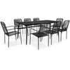 vidaXL Mobilier à dîner d'extérieur 9 pcs Corde en coton et acier Noir