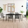 vidaXL Mobilier à dîner d'extérieur 7 pcs Corde en coton et acier Noir