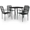 vidaXL Mobilier à dîner d'extérieur 5 pcs Corde en coton et acier Noir